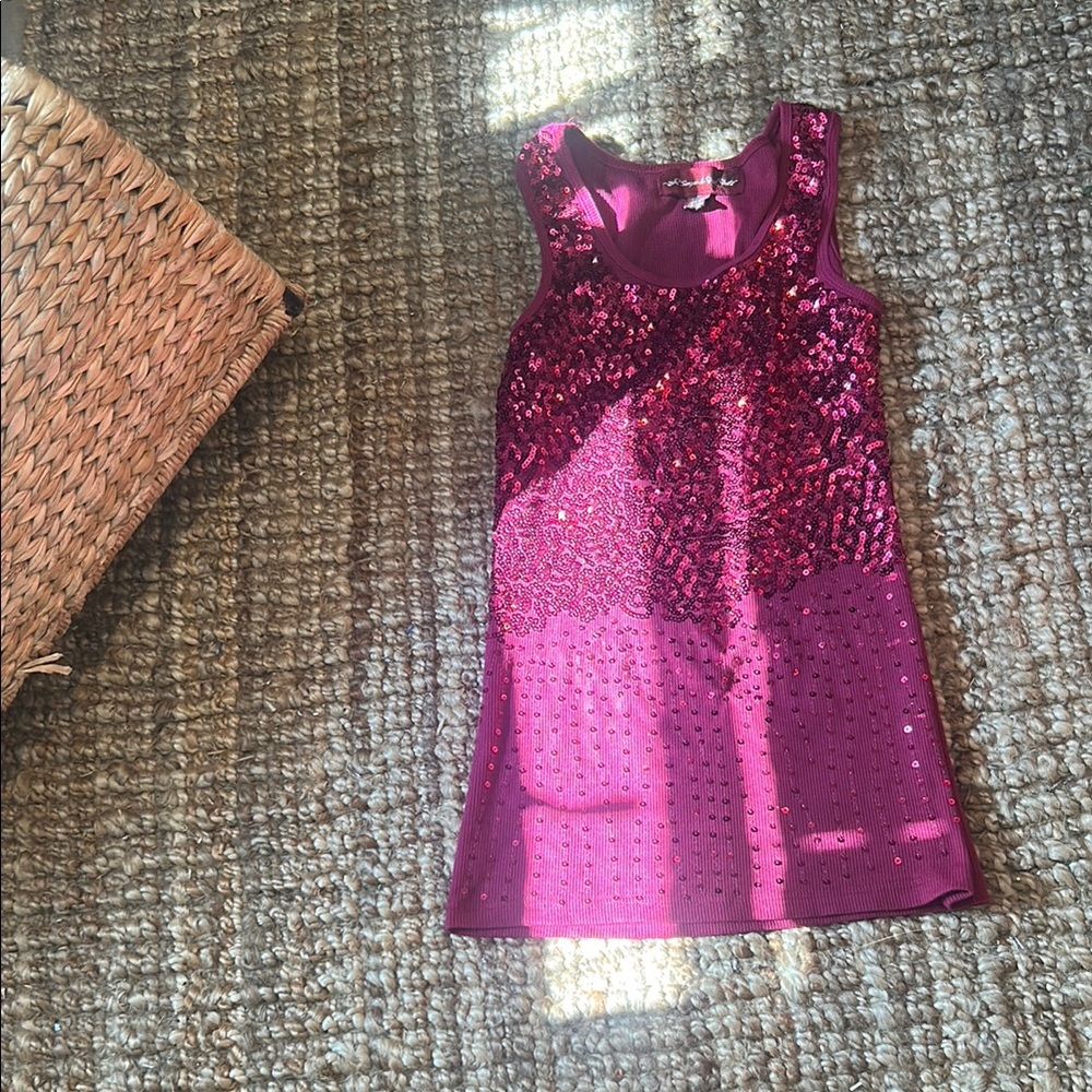Sugar & Spice Vintage Pink Sequenced Tank Size Medium
